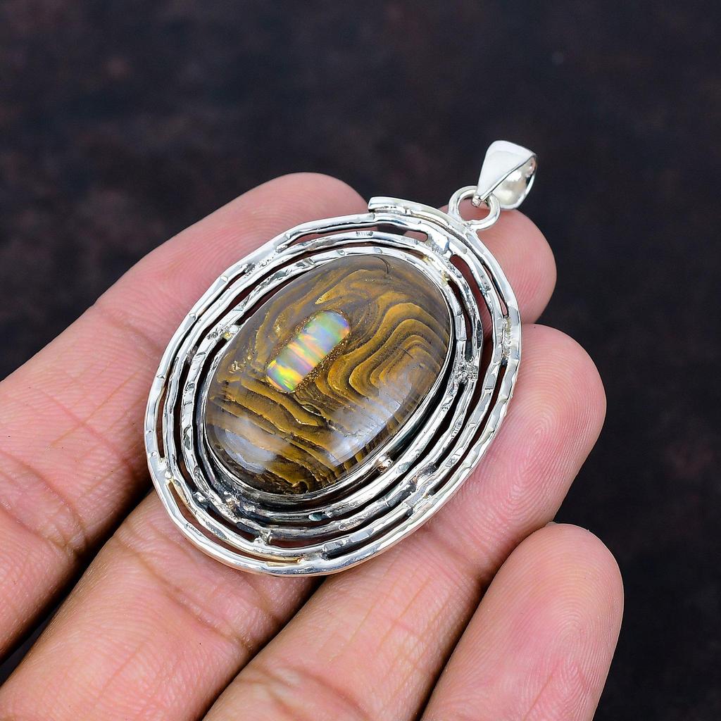 Ethopian Opal In Boulder Opal Pendant 925 Sterling Silver Pendant Brand New Jewelry Gemstone Pendant Handmade Silver Jewelry Gifts for Him