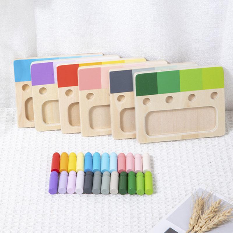

Дерев яна іграшка Монтессорі Система сприйняття кольору Навчальна дерев яна дошка-вкладиш 24 кольори Дитяча навчальна іграшка для когнітивного підбору кольорів світло-зелений колір