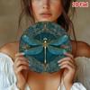 Vintage Dragonfly Metal Wall Art 8x8 Inches Round Aluminum Sign Golden Garden Decor