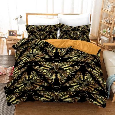 Death Moth Crow Duvet Cover Set Queen Size Phase Space Comforter Cover for Boys Abstract Exotic Aesthetic Bedding Set Dark Art