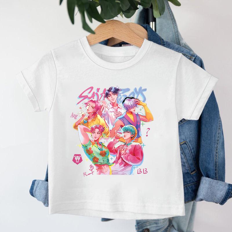 Neu 2026 KPop Dämonenjäger Saja Boys Cartoon Jungen T-Shirt Rundhals Print Mode Lässiges Top Kinder T-Shirt Kinderkleidung