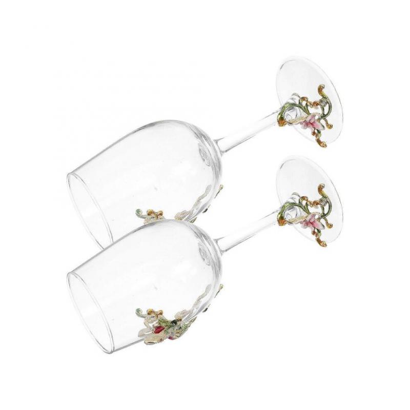 Cocktails Glasses Enamel Glass Wine Cup Standing Cup Design Wedding Celebration 2Pcs