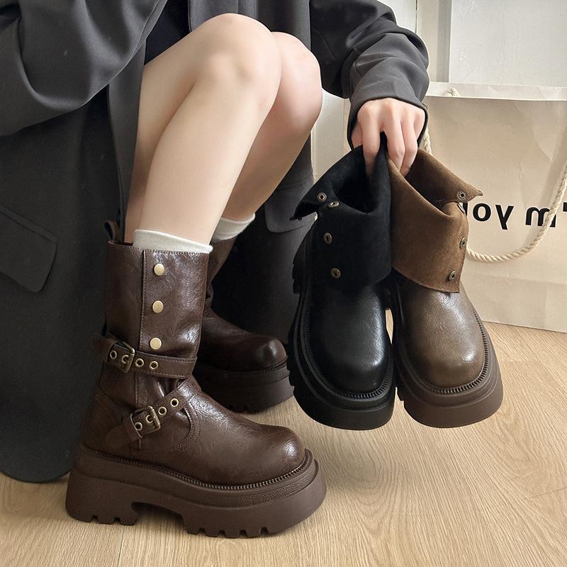 Short Martin boots women's 2025 new autumn super fire versatile retro thin explosion thick-soled British style short boots