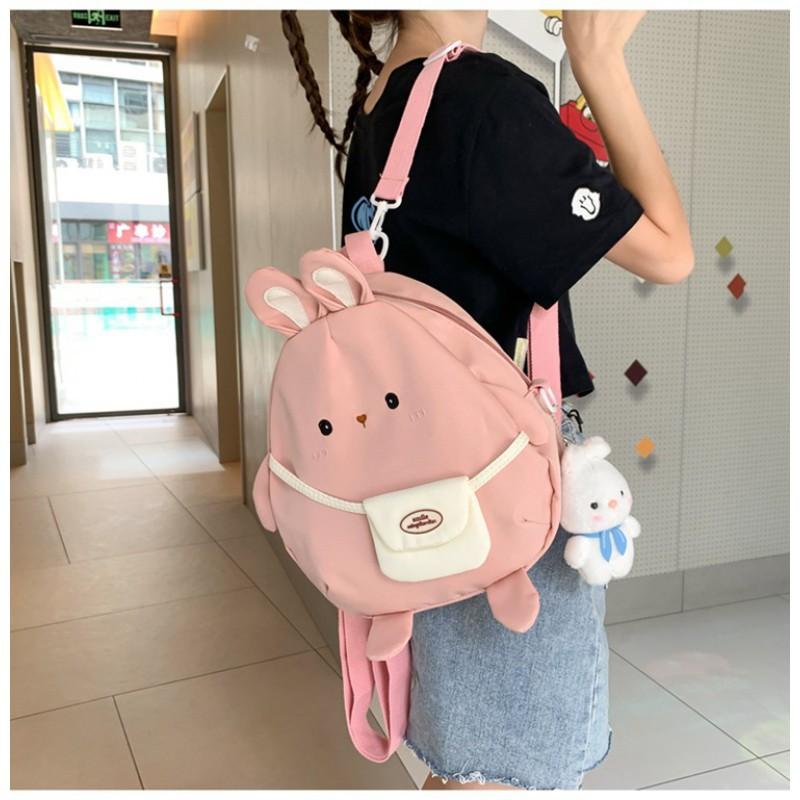 Children's Cartoon Backpack Women 2024 New Style Rabbit Primary School Students Cute Canvas Schoolbag