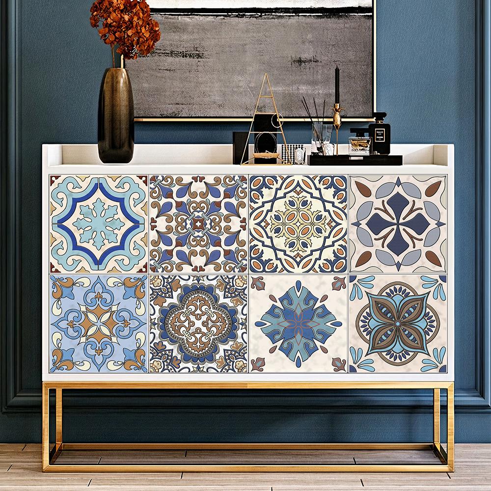 Tile Stickers Waterproof Kitchen Retro Moroccan Self Adhesive Bathroom Decal Vinyl Peel And Stick Wall Decoration Wallpaper NONE