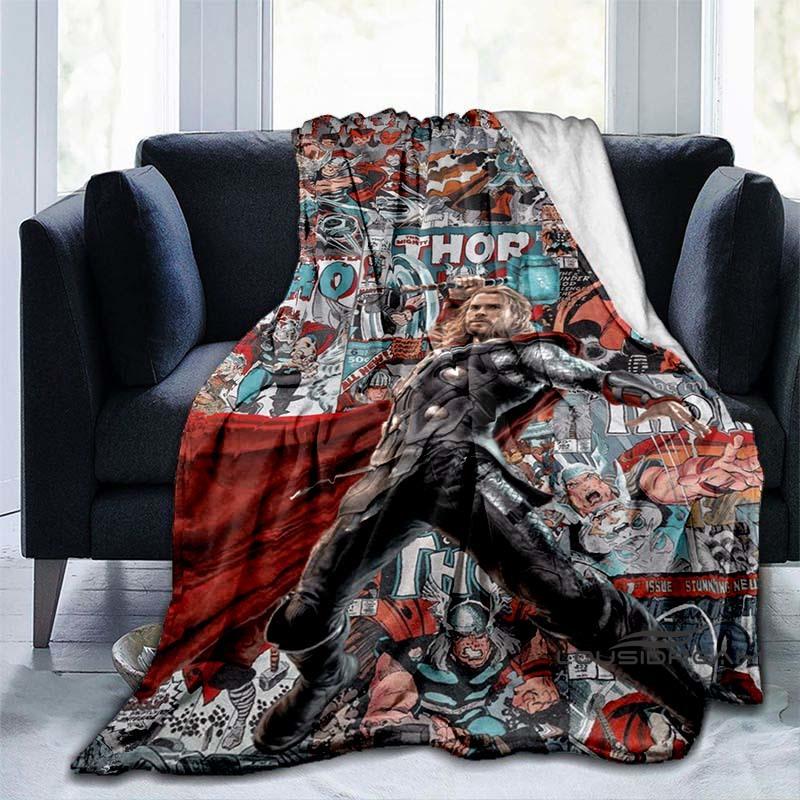 Customizable 2026 new Thor cartoon anime blankets bedroom decorations warm flannel sofa blankets suitable for home bedroom