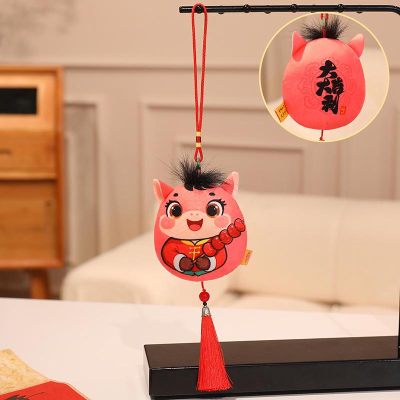 Plush Horse Keychain Zodiac Horse Plush Pendant With Tassel Soft Lucky Pony Figurine Home Decoration For Chinese  Year
