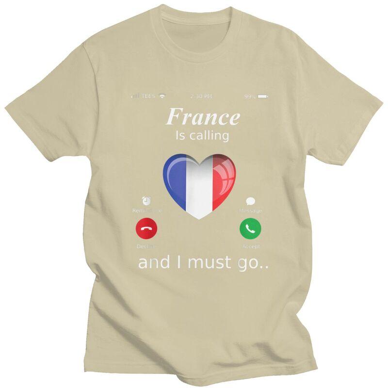 La Francia Chiama e Devo Andare T-shirt da Uomo Tshirt Moda Regalo San Valentino Maglietta T-shirt Bandiera Francese