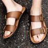 Fashion 2025 Men's Leather Sandals Summer Comfortable Quality Beach Slippers Casual Shoes Flat Bottomed Outdoor Beach Shoes