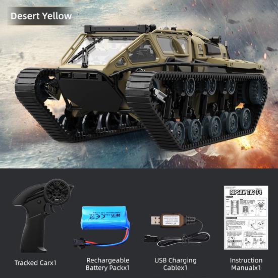 2.4GHz Remote Control Tank with LED Light Rechargeable RC Drift Stunt Car