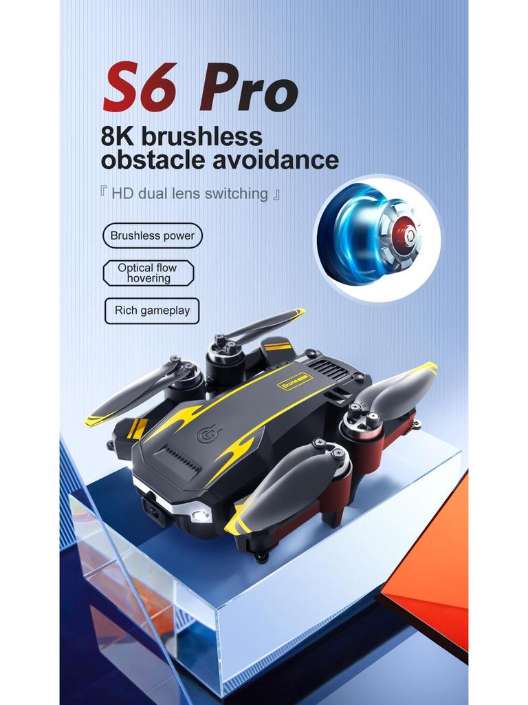 New S6/G6 Brushless Motor Drone with Guard Frame, Dual Camera, Obstacle Avoidance, and Remote Control for Aerial Photography.