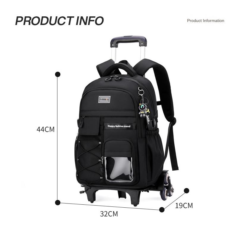 Kids School Backpack with Wheels Rolling Backpack for Boys Student Backpack 2/6 Wheels Trolley School Bags Children Book Bag