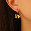Stainless Steel Bowknot Hoop Huggie Earrings For Women Fashion Gold Color Hollow Bow Tie Drop Earrings Waterproof Jewelry Gifts