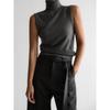 Knitted Sleeveless Vest New Spring Autumn High-Neck Vest Simple Sweater Top For Women