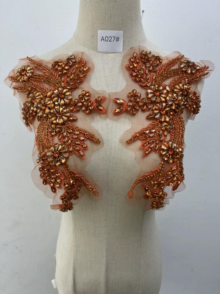 3D Blumige Strass-Applikation Perlenstickerei Zubehör Rose Fransen Miederbesatz Kristall Aufnähen Perlen Strass Rose Applikation