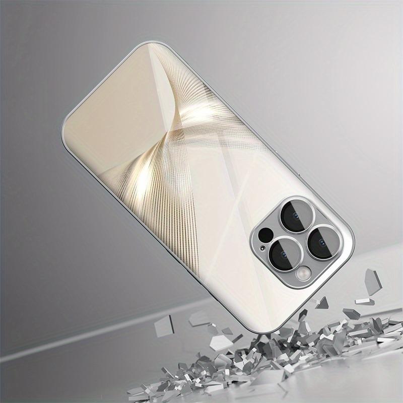 Luxury Gold Line Gradient Pattern Electroplated Glass Phone Case For iPhone 17 16 15 14 13 12 11 Pro Max Plus 16E 17 Air Cover