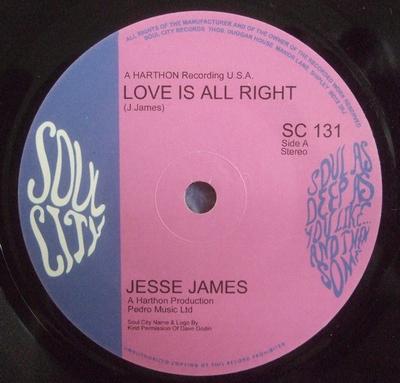 7-Zoll-Schallplatte JESSE JAMES 4 Love Is All Right SC131 Soul City 2000 UK SoulFunk Gebraucht