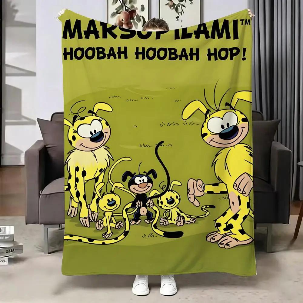 Cartoon M-Marsupilami Throw Soft Warm Flannel Blanket, Multi-use Throw for Bed Sofa Office, Air Conditioning Nap Blanket 75X95CM