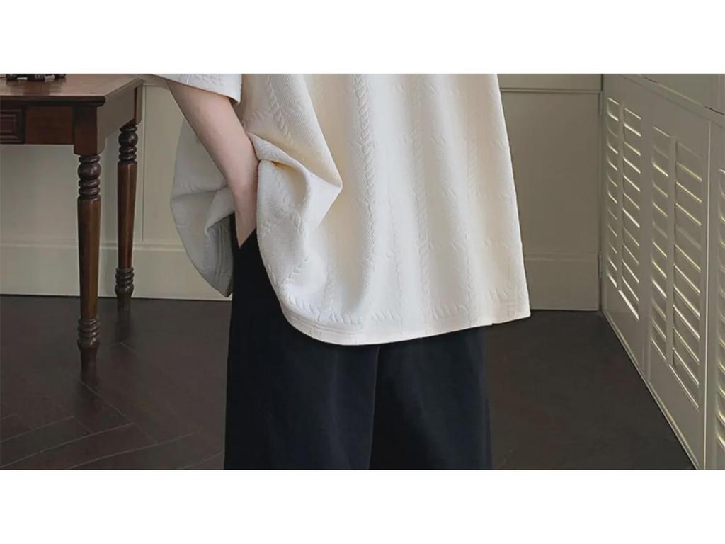 Kayısı Dokulu Bükümlü Erkek Kısa Kollu Tişört - Niş Tasarım, High Street Moda