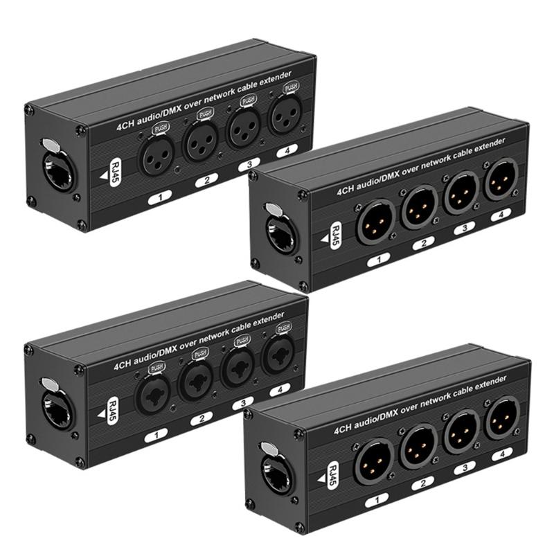 Professional 4 Port XLR Over Ethernet Converter For Noise Less Auditory Transmission Auditory Extender