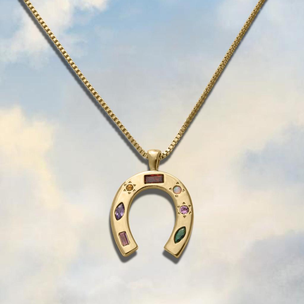 U-Shaped Kaleidoscope Lucky Symbol Zirconium Necklace Female, Stainless Steel Furnace Vacuum Plating Color Retention Jewelry