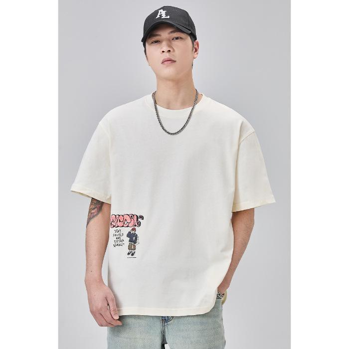 

Новая летняя мужская модная и персонализированная футболка с коротким рукавом и мультяшным принтом, модная свободная повседневная футболка с рукавом до локтя 4XL