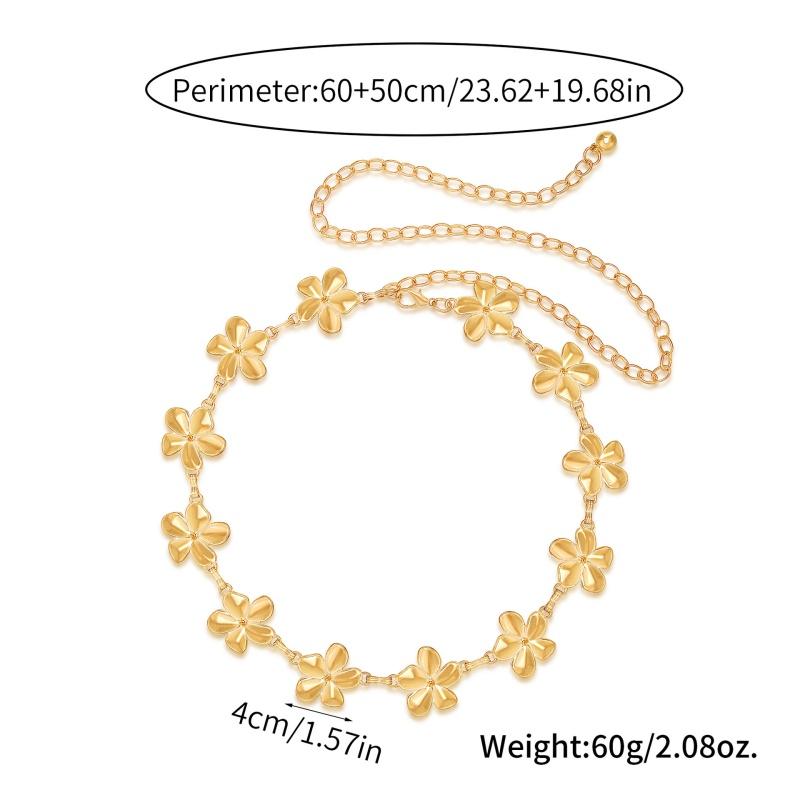 Versatile Ethnic Style Metal Bohemian Flower Waist Chain Belt For Women Fashion Sweater Chain Waist Seal Body Decor Accessories