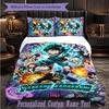Ensemble de literie personnalisé 3 piècesMon Hero Academia Texte personnalisé Housse de couette Taie d'oreiller Ensemble Cadeau de chambre à coucher
