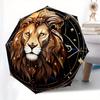 Golden Lion Mandala Wall Art DecorUmbrella, Portable 3-Fold Compact Umbrella for Men & Women Gift
