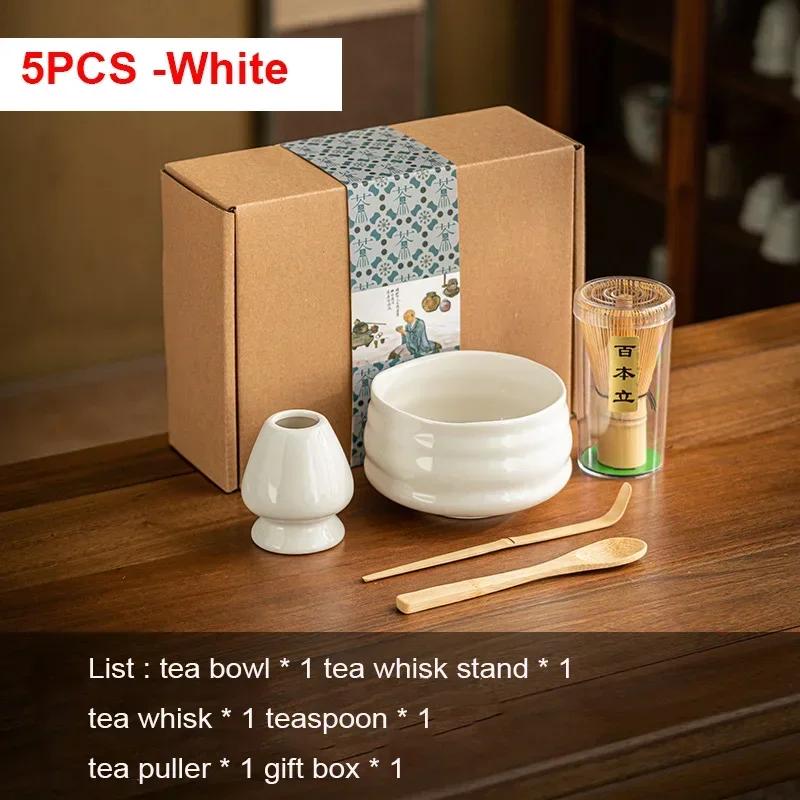 4/5/7PCS Japanese Coarse Pottery Matcha Set Safe Bamboo Whisk Teaspoon Tea Sets Indoor Beverage Shop Tea-making Tools Accessorie