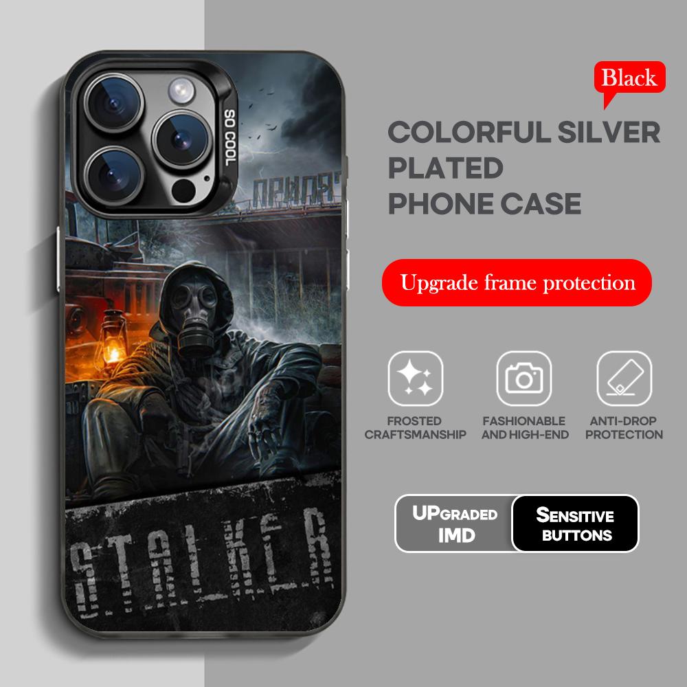 

Ігровий чохол для телефону Stalker 2 чорний IMD Кольоровий Сріблястий Підходить м який чохол для iPhone 16 15 14 13 12 11 XS Pro Max iPhone 15