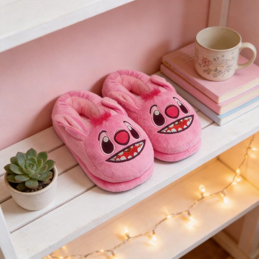 Lilo Stitch Plush Slippers For Adults And Kids With Antislip Warmth Indoor Use