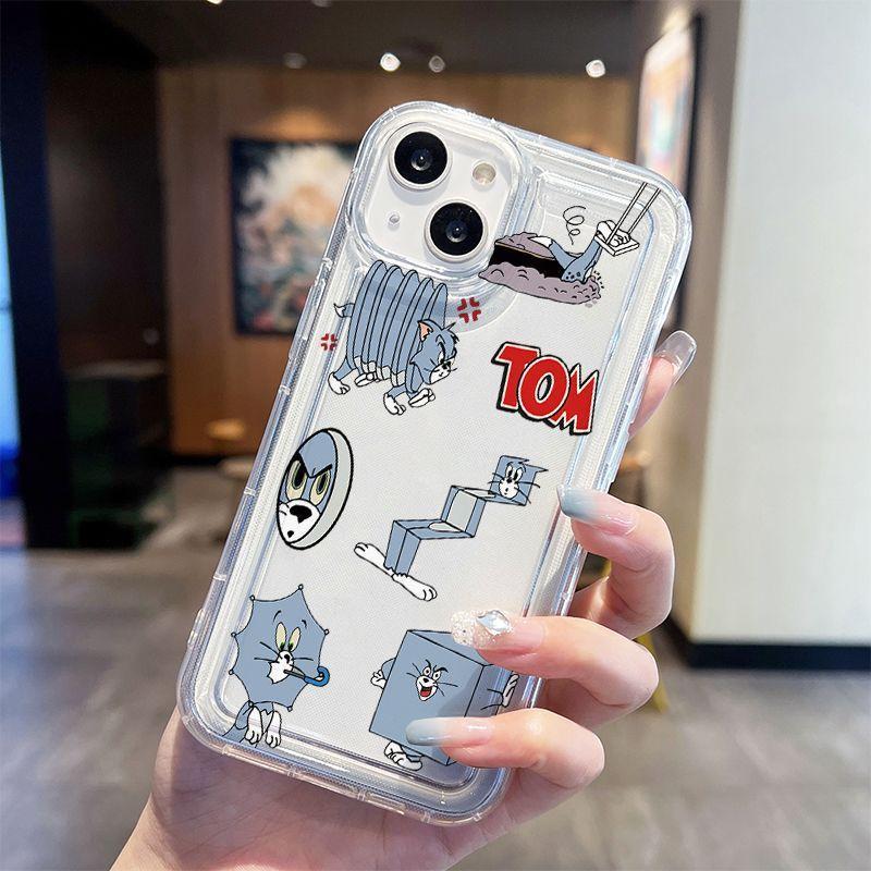 Applicable Apple iPhone14 protective case women's 13promax mobile phone case anti-drop creative cat and mouse spoof