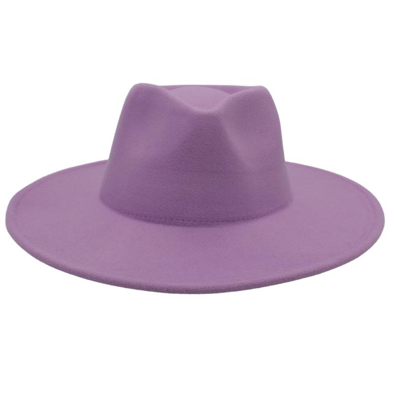 Big Brim Top Hat Women'S Coat With Hat Felt Hat Solid Color Cashmere Jazz Hat