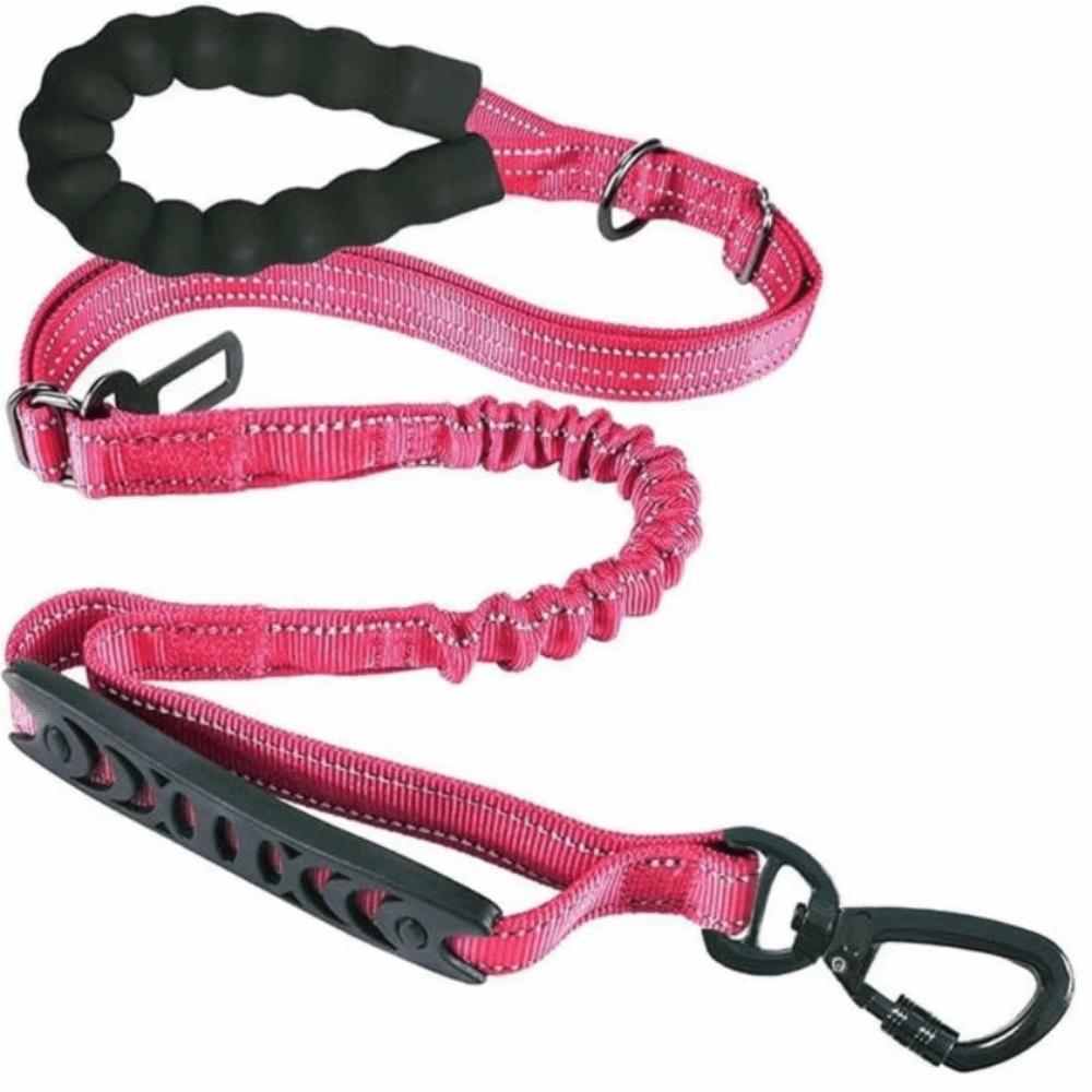 Shock Absorbing Reflective Pet Dog Leashes Elastic Buffering with Car Safety Buckle Dog Walking Rope Wear Resistant