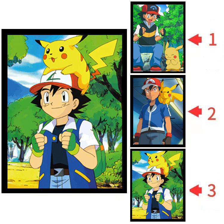 Hello Kitty & One Piece 3D Lentikulärt Pokemon-affisch