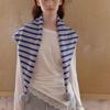 Plaid Triangular Knitted Shawl Long Winter Cashmere Scarves Retro Stripe Scarf  Women/Men