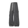 Men's And Women's Casual Solid Color Drawstring Trousers, Men's Loose Sporty Multi-pocket Straight-leg Work Pants