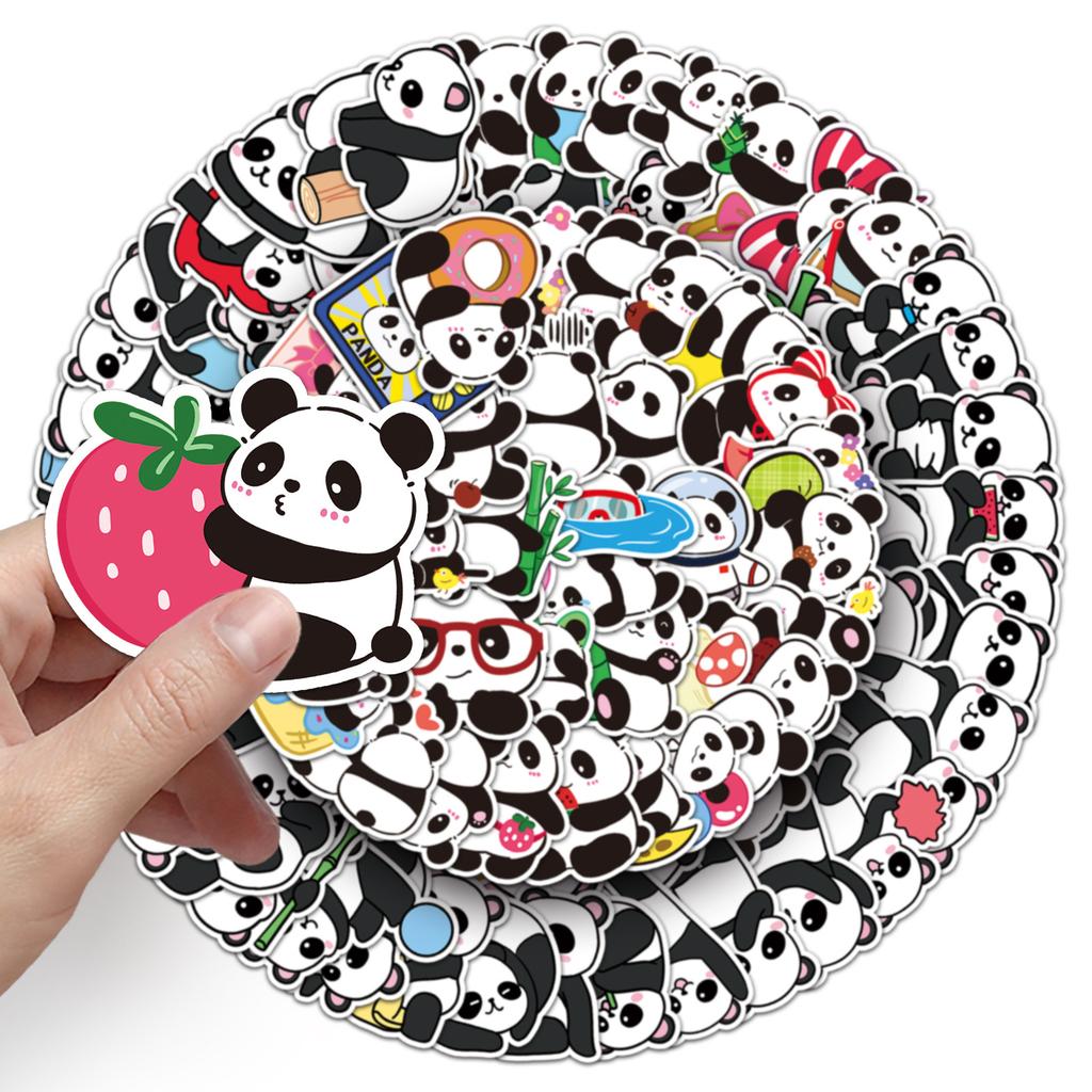 100 Panda Graffiti Stickers Personalized Hand-drawn Cartoon Cute Animal Decorative Water Cup Mobile Phone Case Stickers