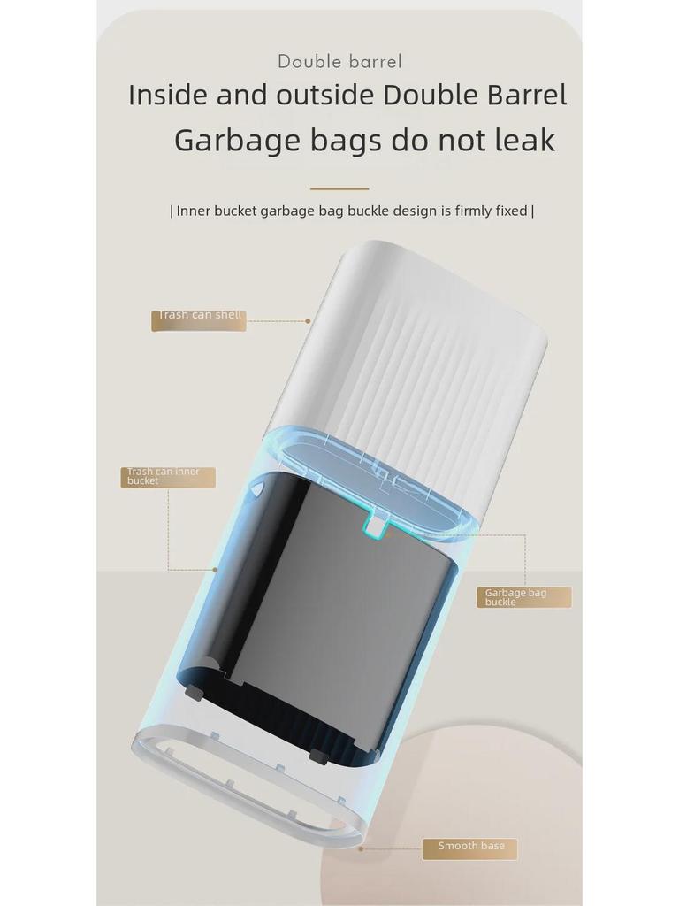 Push-Open Lid Trash Can for Bathroom or Living Room