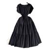 Women's Vintage Hepburn Style Dress Pleated Waist Light Luxury Temperament Swing Long Dress
