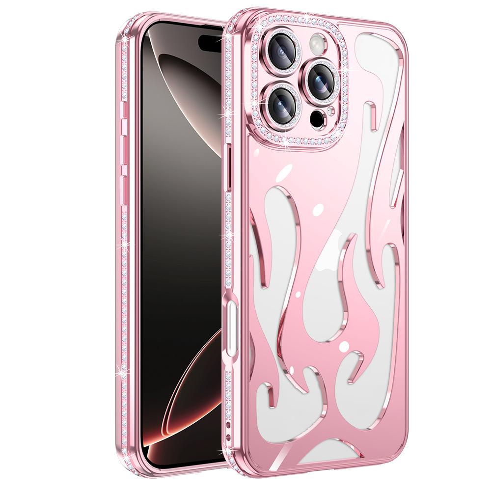 Flame Hollow Heat Dissipation Case for Apple 16promax Phone Case for IPhone 15 Rhinestone 14 Anti Drop Protective Cover
