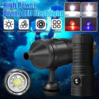 VASTFIRE Professionelles Unterwasserfotografie-Licht mit Strahlkegel Tauchlampe 80M Rot/UV/Weiß Wasserdichte Tauchlampe