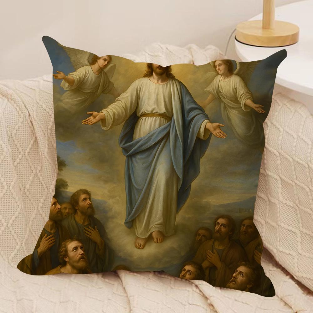 Jesus Christian Cool Cushion Cover Silky Short Plush Invisible Zipper Dustproof Sofa Pillow Case For Home Decor
