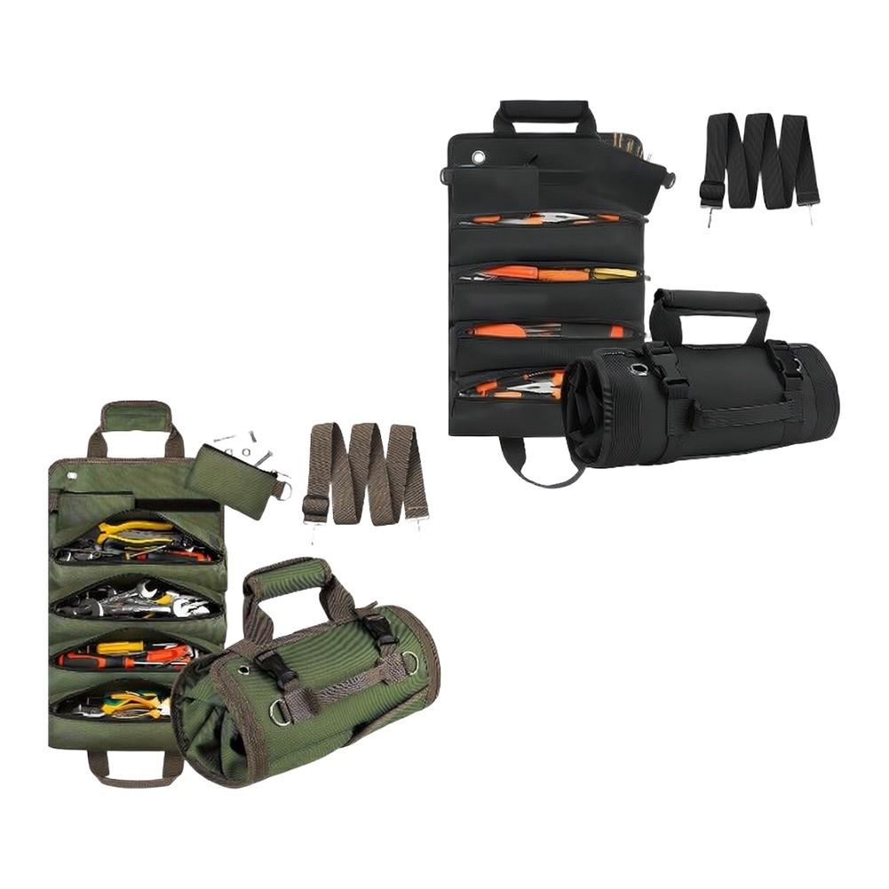 Portable Tool Storage Solution Roll-Up Tool Bag Hand Tool Set Multiple Pockets Design Compact Lightweight Build