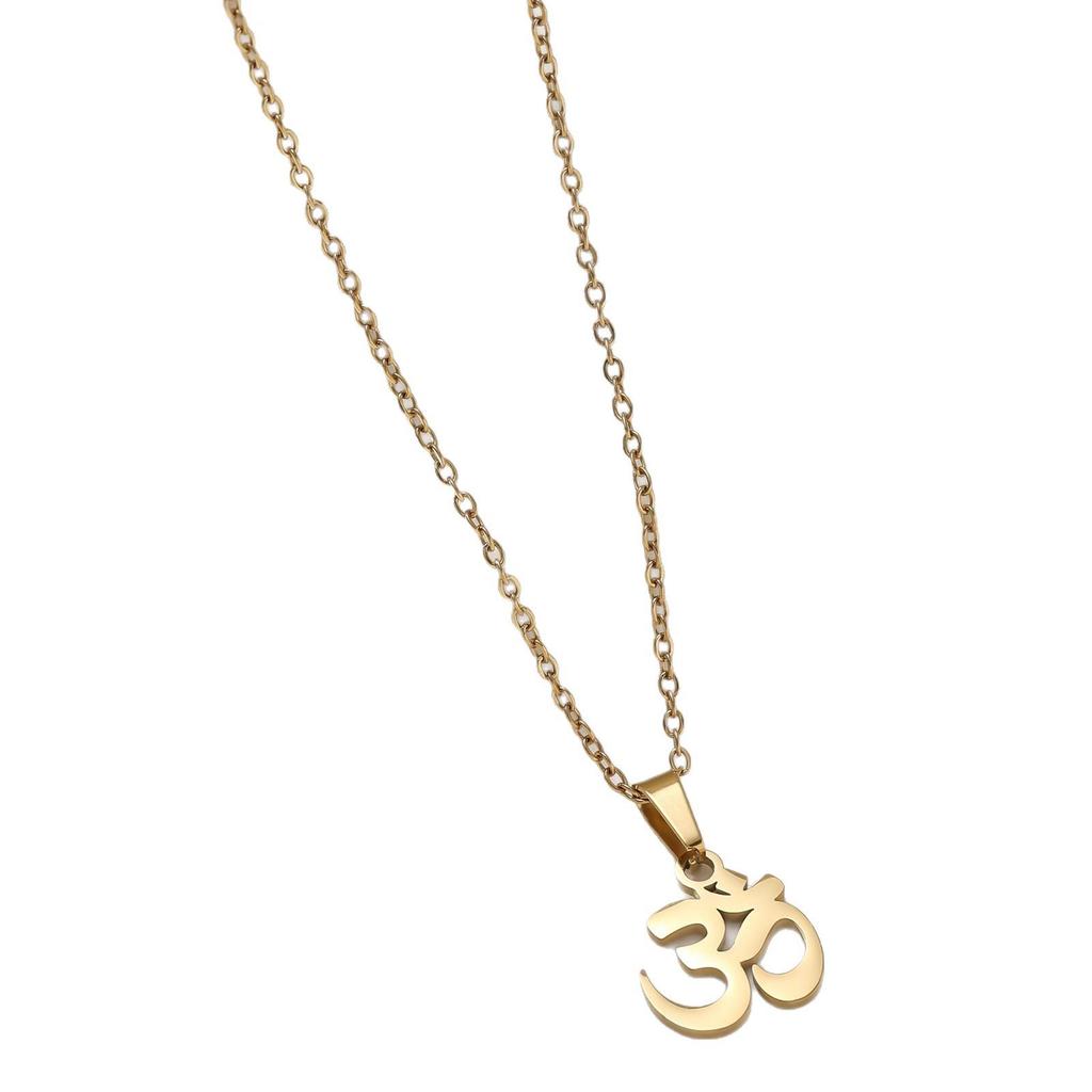 304 Stainless Steel OM Yoga Pendant Necklace for Women