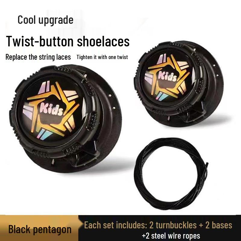Rotating Button No-Tie Steel Wire Shoelaces for Sneakers and Football Shoes