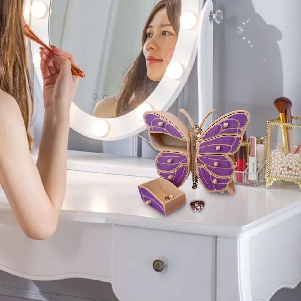 Butterfly Shape 8-Drawer Jewelry Box Organizer, Compact Storage For Rings, Necklaces, Earrings, Minimalist Bedroom Decor, Vanity Accessory