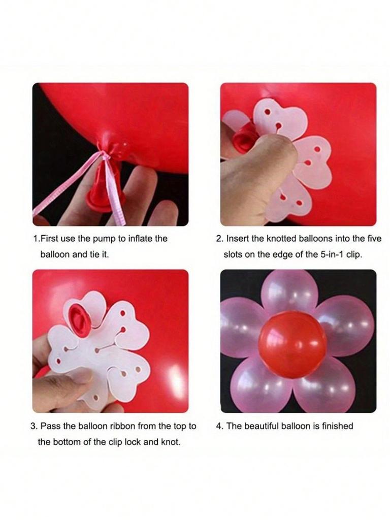50PCS Wedding and Birthday Party Supplies, Balloon Accessories, Plum Blossom Clip, Multifunctional Buckle Shaped Clip