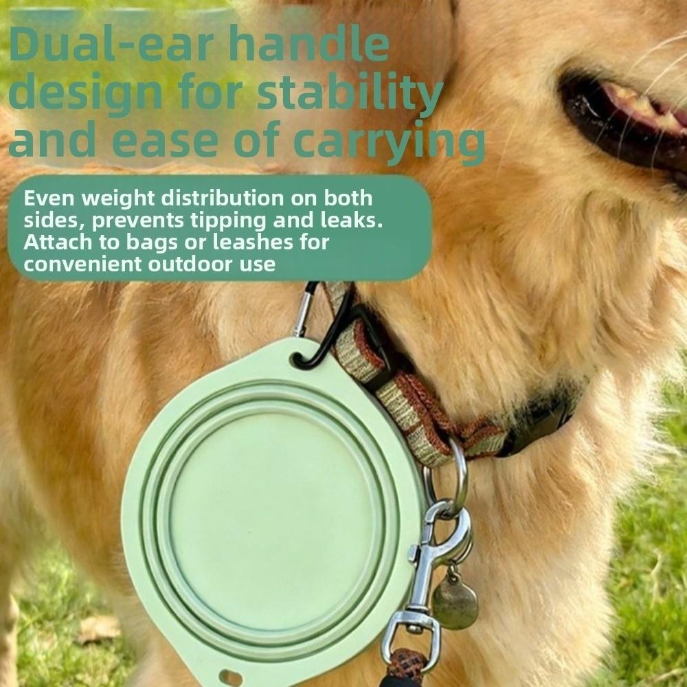 Large Capacity Foldable Silicone Bowl Double Ear Buckle Leak Proof Collapsible Dog Bowl Macaron Color Anti-slip Water Food Bowl